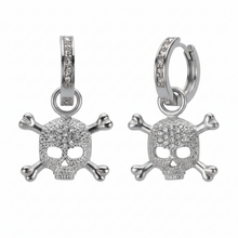 Load image into Gallery viewer, Skull &amp; Crossbones Bling Dangle Hoop Earrings Unisex Stainless Steel SE23