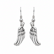 Simple Angel Wing Dangle Earrings French Wires Stainless Steel SE25