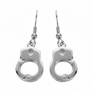 Biker Jewelry Small Ladies Handcuff Earrings Stainless Steel SE26