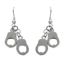 Load image into Gallery viewer, Biker Jewelry Ladies Small Double Handcuff French Wire Earrings Stainless Steel