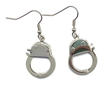 Load image into Gallery viewer, Biker Jewelry Ladies Dangling Handcuff French Wire Earrings Stainless Steel
