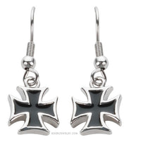 Load image into Gallery viewer, Biker Jewelry Iron Cross French Wire Earrings Stainless Steel