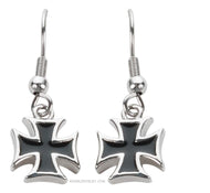 Biker Jewelry Iron Cross French Wire Earrings Stainless Steel SE31