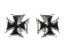 Load image into Gallery viewer, Unisex Black Iron Cross Post &amp; Nut Earrings Stainless Steel