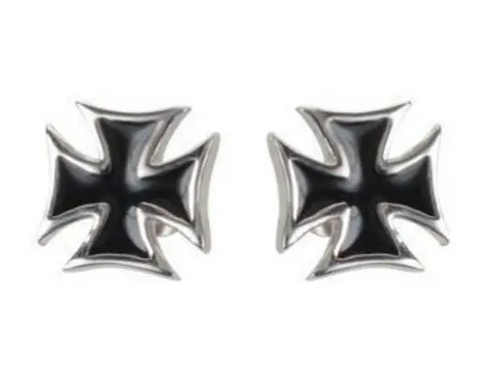 Unisex Black Iron Cross Post & Nut Earrings Stainless Steel