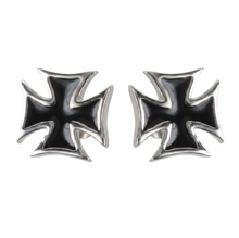 Load image into Gallery viewer, Black Iron Cross Post Earrings Unisex Stainless Steel SE32