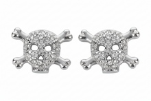 Load image into Gallery viewer, Small Skull &amp; Crossbones Bling Post Earrings Unisex Stainless Steel SE33
