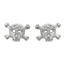Load image into Gallery viewer, Small Skull &amp; Crossbones Bling Post Earrings Unisex Stainless Steel SE33