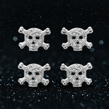 Load image into Gallery viewer, Small Skull &amp; Crossbones Bling Post Earrings Unisex Stainless Steel SE33