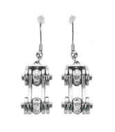 Biker Jewelry Ladies Motorcycle Bike Chain Earrings Stainless Steel Chrome SE35