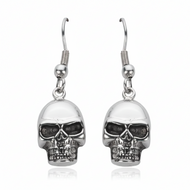 Skull Dangle Earrings Unisex French Wire Stainless Steel SE36