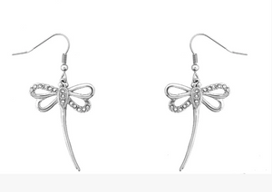 Biker Jewelry's Dragonfly Earrings Crystals Stainless Steel