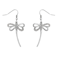Biker Jewelry's Dragonfly Earrings Crystals Stainless Steel SE37