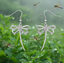 Load image into Gallery viewer, Women's Dragonfly Bling Dangle Earrings Stainless Steel SE37