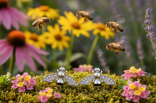 Load image into Gallery viewer, Women's BumbleBee Bling Post Earrings Stainless Steel SE38