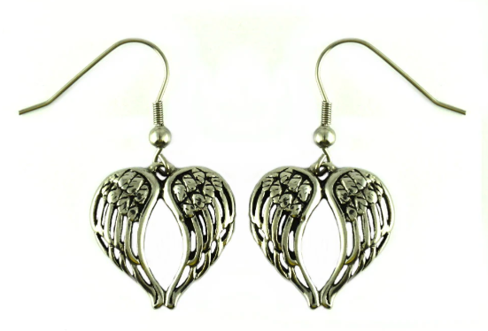 Biker Jewelry Angel Winged Earrings Stainless Steel