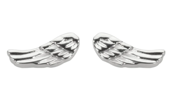 Biker Jewelry Small Angel Wing Earrings Stainless Steel Post / Stud