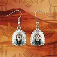 Load image into Gallery viewer, Painted Indian Headdress Dangle Earrings Unisex Stainless Steel SE43