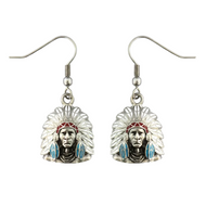 Painted Indian Headdress Dangle Earrings Unisex Stainless Steel SE43