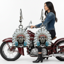 Load image into Gallery viewer, Painted Indian Headdress Dangle Earrings Unisex Stainless Steel SE43