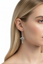 Load image into Gallery viewer, Flaming Cross Dangle Earrings Unisex French Wire Stainless Steel Religious Jewelry SE49