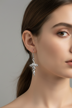 Load image into Gallery viewer, Flaming Cross Dangle Earrings Unisex French Wire Stainless Steel Religious Jewelry SE49