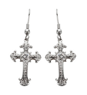Biker Jewelry Ladies Bling Cross French Wire Earrings Stainless Steel Religious Jewelry SE4