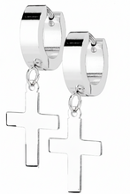 Load image into Gallery viewer, Cross Dangle Hoop Earrings Unisex 3 Colors Stainless Steel SE5