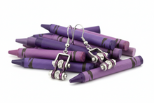 Load image into Gallery viewer, Ladies Silver/Candy Purple Bling Mini Bike Chain Dangle Earrings Stainless Steel SE51