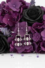 Load image into Gallery viewer, Ladies Silver/Candy Purple Bling Mini Bike Chain Dangle Earrings Stainless Steel SE51