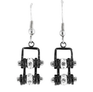 Biker Jewelry Ladies Motorcycle Bike Chain Earrings Stainless Steel Black on Black SE55