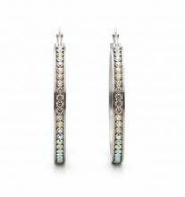 Load image into Gallery viewer, Ladies Iridescent Bling Hoop Earrings 30 or 40mm Stainless Steel SE56