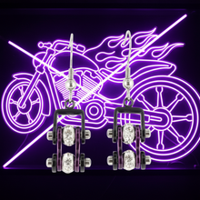 Load image into Gallery viewer, Ladies Black/Candy Purple Bling Mini Bike Chain Dangle Earrings French Wires Stainless Steel SE58