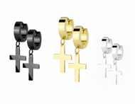 Cross Dangle Hoop Earrings Unisex 3 Colors Stainless Steel SE5