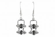 Biker Jewelry Ladies Small Bike Chain Earrings Stainless Steel Black Crystals SE61
