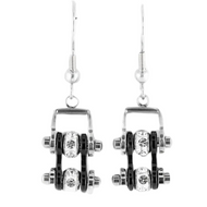 Biker Jewelry Ladies Motorcycle Bike Chain Earrings Stainless Steel Chrome / Black SE65