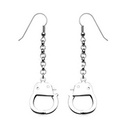 Biker Jewelry Handcuff Dangling Earrings Stainless Steel SE6