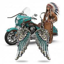 Load image into Gallery viewer, Ladies Large Silver/Turquoise Bling Angel Wing Dangle Earrings Stainless Steel SE70