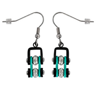 Black & Turquoise Mini Bike Chain Earrings Stainless Steel SE73