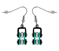 Black & Turquoise Mini Bike Chain Earrings Stainless Steel SE73