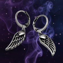 Load image into Gallery viewer, Ladies Simple Angel Wing Dangle Hoop Earrings Stainless Steel SE74