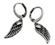 Biker Jewelry Ladies Angel Wings Lever Back Stainless-Steel Earrings SE74