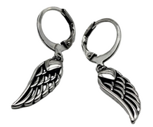 Load image into Gallery viewer, Ladies Simple Angel Wing Dangle Hoop Earrings Stainless Steel SE74