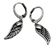 Biker Jewelry Ladies Angel Wings Lever Back Stainless-Steel Earrings SE74