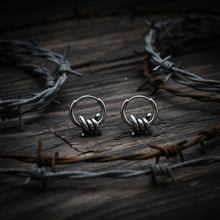 Load image into Gallery viewer, 14mm Barbed Wire Hoop Earrings Unisex Stainless Steel SE75