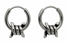 Load image into Gallery viewer, 14mm Barbed Wire Hoop Earrings Unisex Stainless Steel SE75