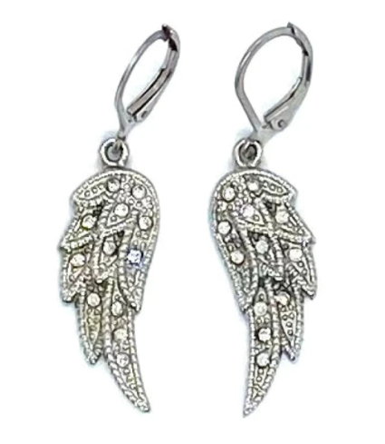 Lever Back Stainless Steel Angel Wing Ladies Earring SE76