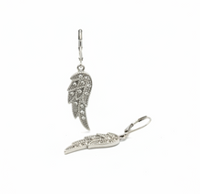 Load image into Gallery viewer, Ladies Angel Wing Bling Dangle Earrings Lever Backs Stainless Steel SE76