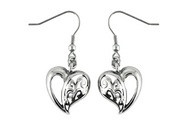 Ladies Free Form Heart Dangle Earrings French Wire Stainless Steel SE78