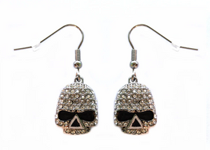 Biker Jewelry Ladies Bling Willie G Skull French Wire Earrings Stainless Steel SE79